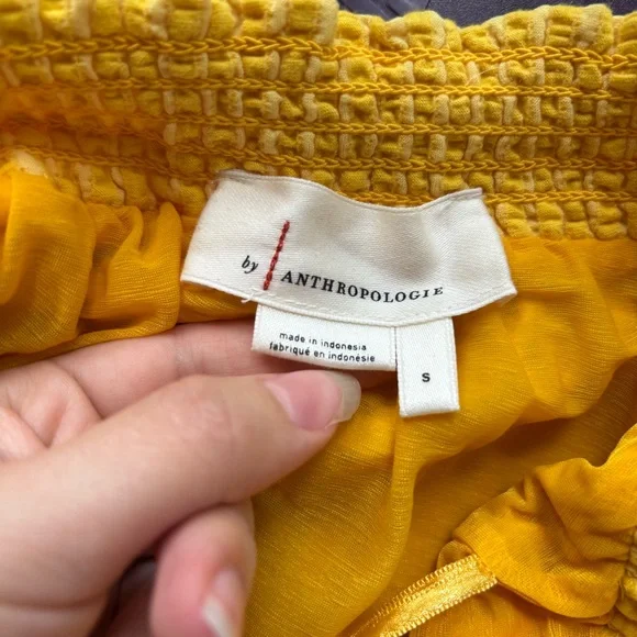 Anthropologie Yellow Strapless Blouse - Picture 5 of 7